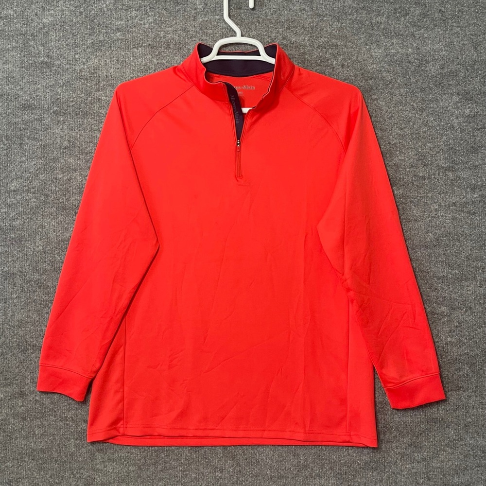 Mizzen+Main Mens Large Red 1/4 Zip Pullover Performance Stretch Golf Shirt L